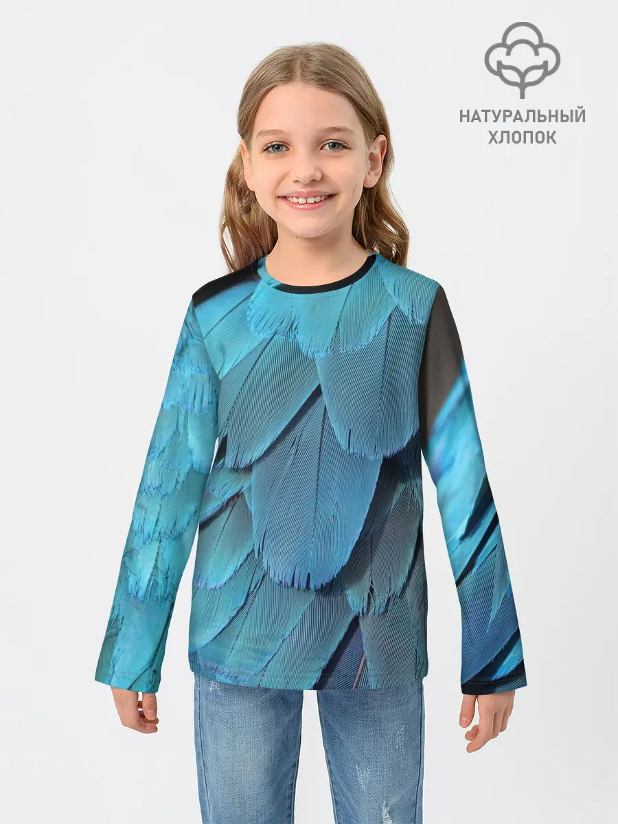 Детский лонгслив / Перья попугая