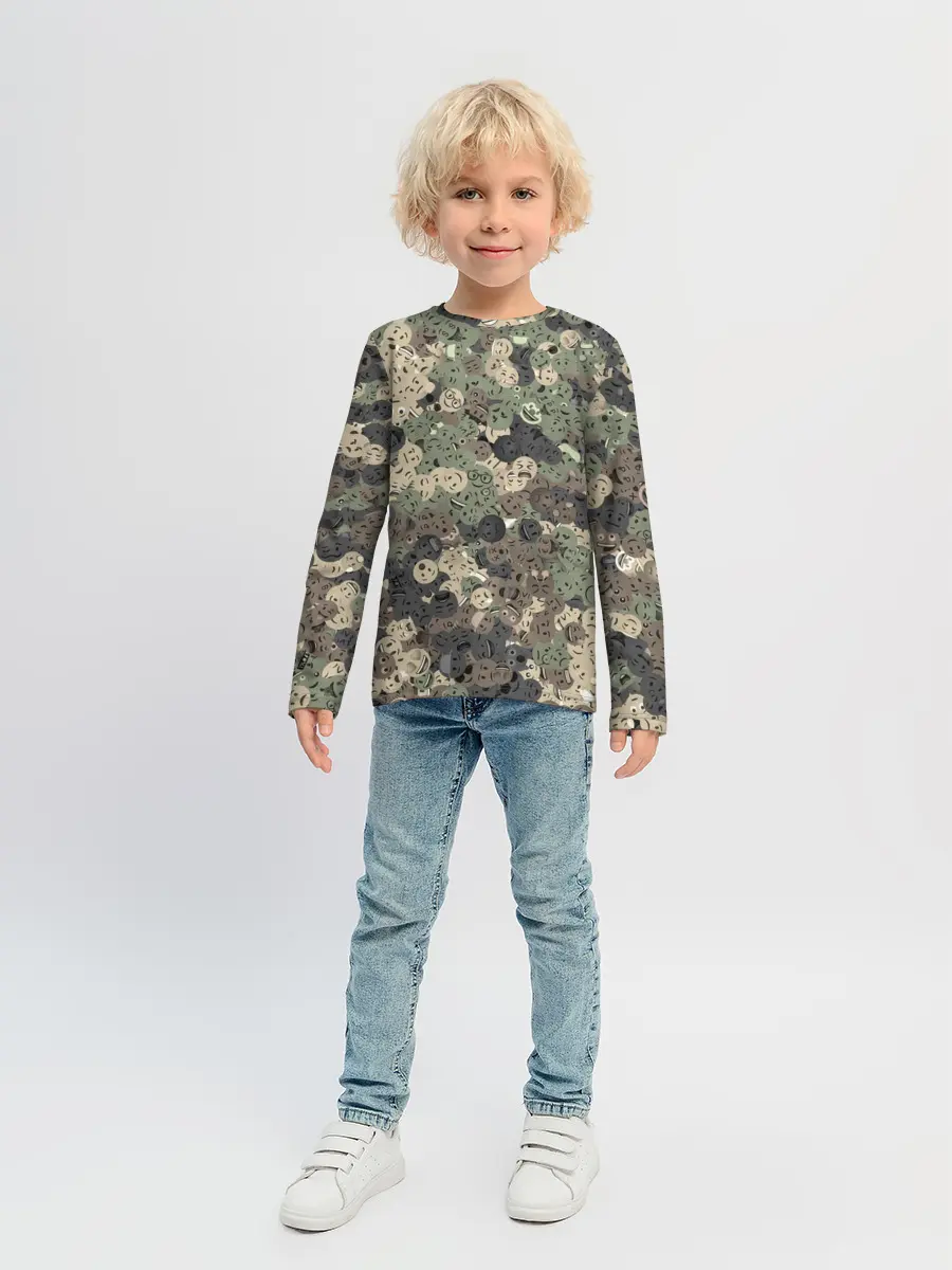 Детский лонгслив / Эмодзи камуфляж