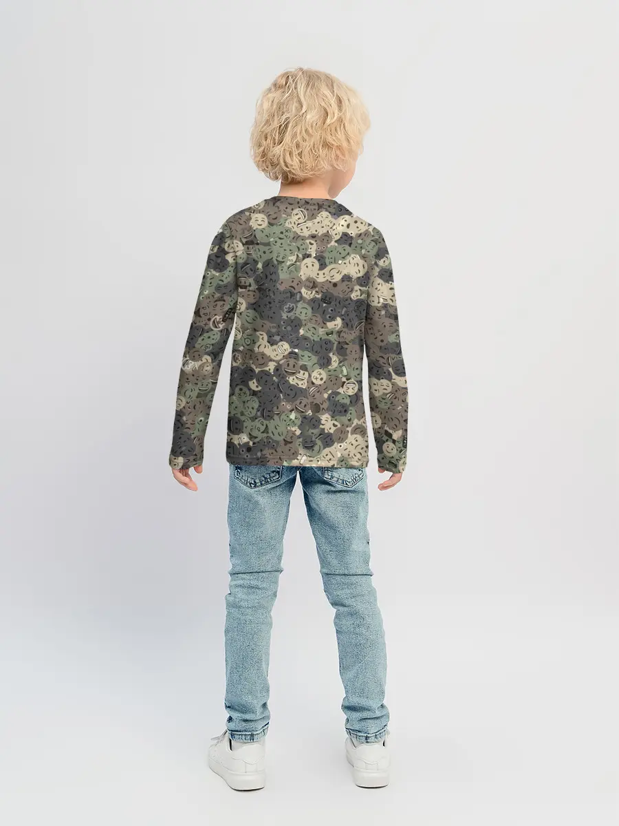 Детский лонгслив / Эмодзи камуфляж