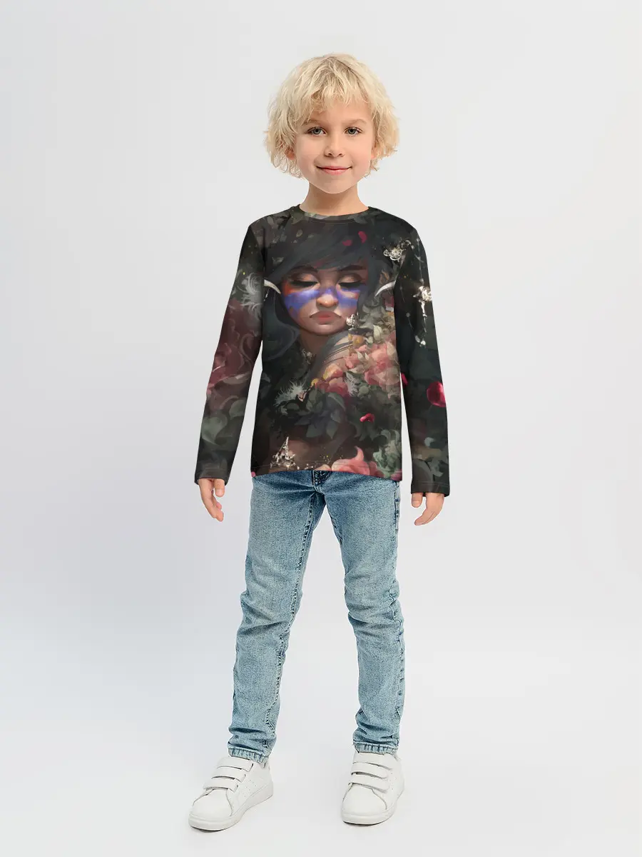 Детский лонгслив / Суккуб | Демонесса в цветах