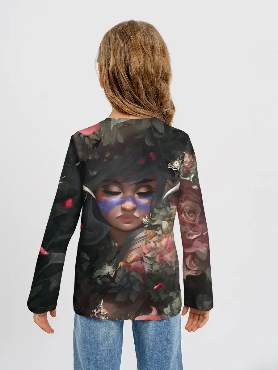 Детский лонгслив / Суккуб | Демонесса в цветах