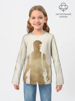 Детский лонгслив / Силуэт Нейта Дрейка Uncharted