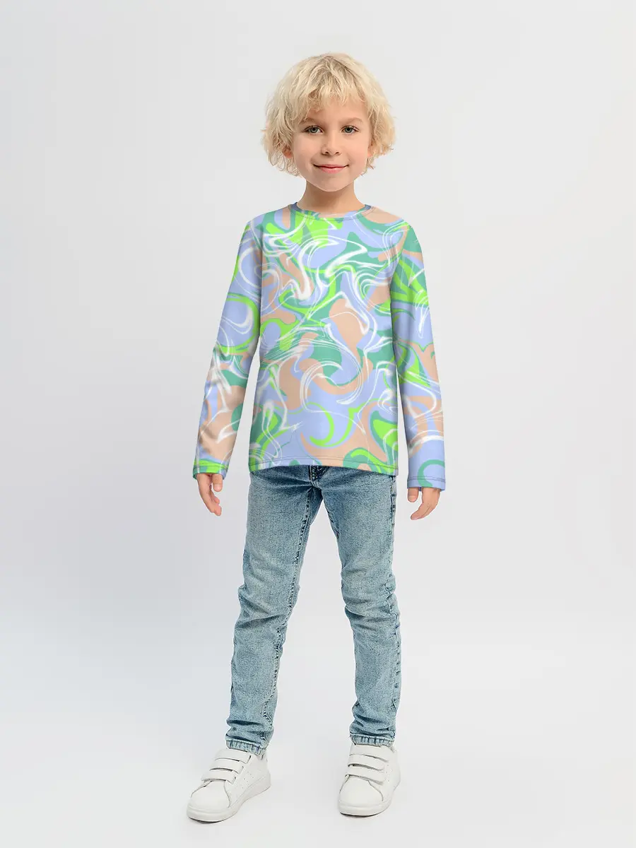 Детский лонгслив / Разноцветные разводы красок