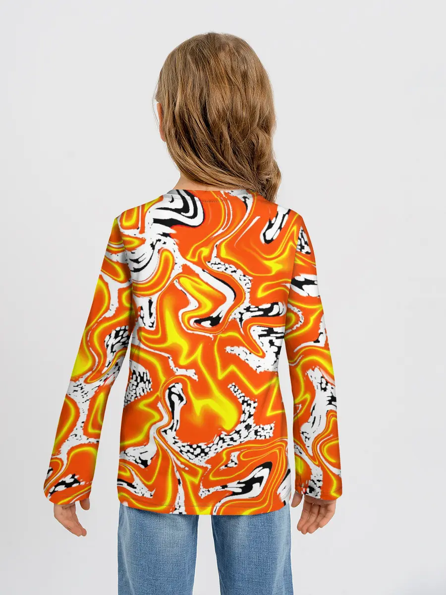 Детский лонгслив / Огненные разводы лавы