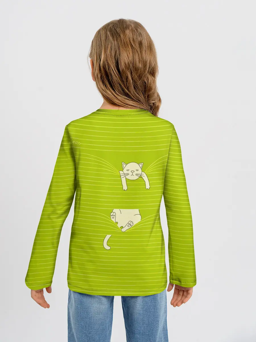 Детский лонгслив / Котик запутался в нитках