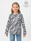 Детский лонгслив / Черно-белый полосатый тигровый