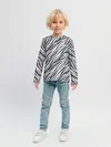 Детский лонгслив / Черно-белый полосатый тигровый