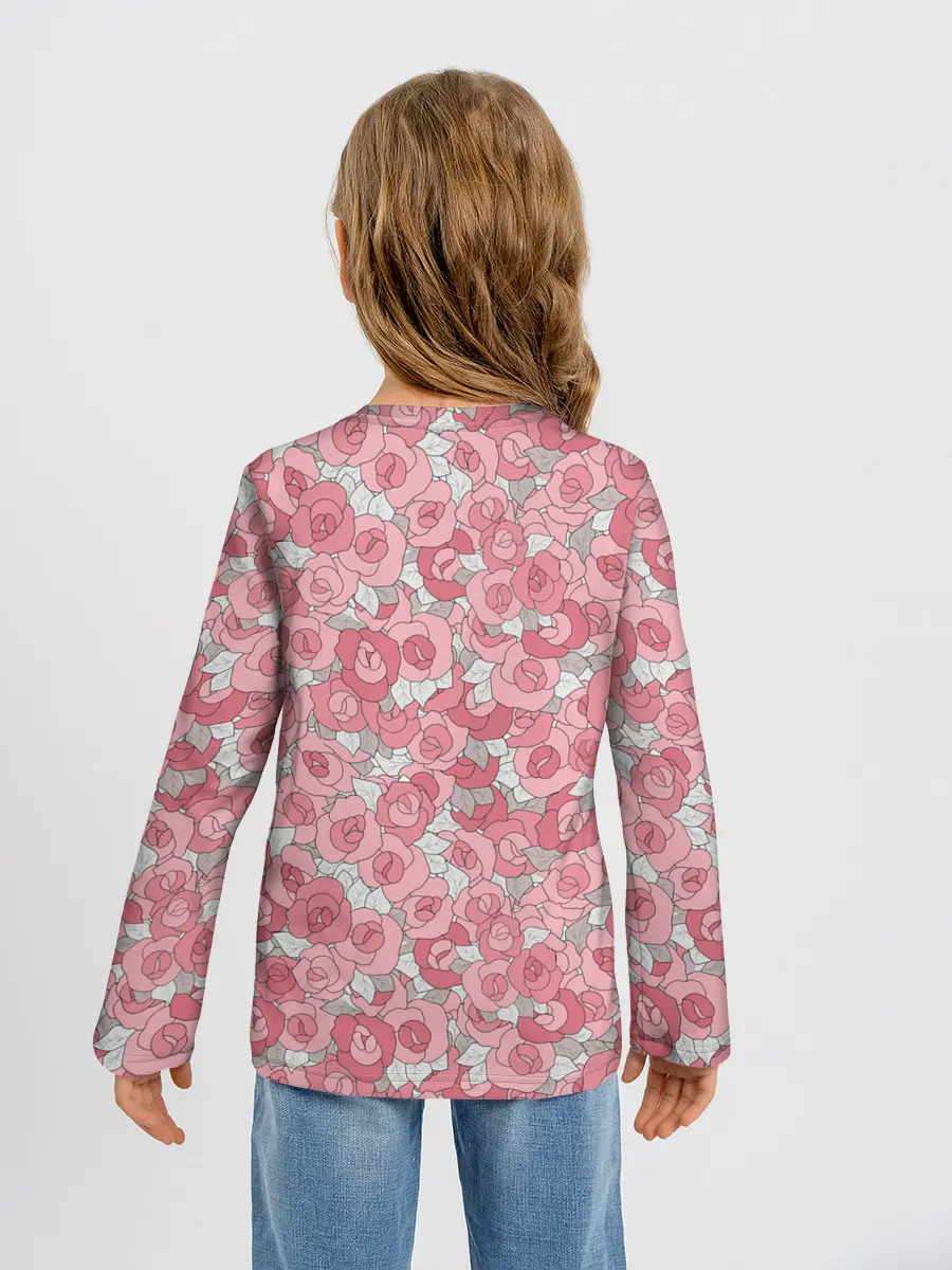 Детский лонгслив / Нежно коралловые розы