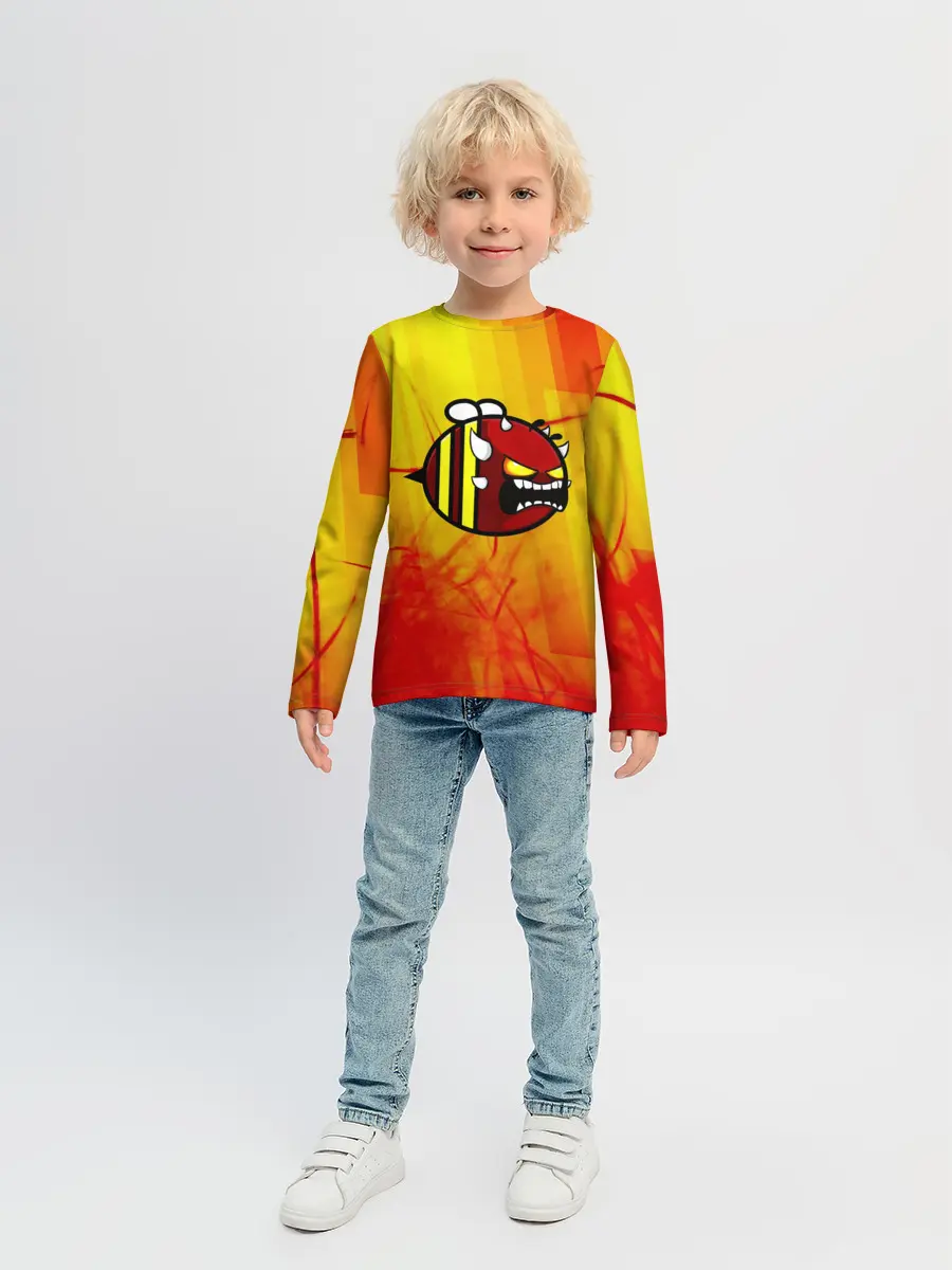 Детский лонгслив / Geometry Dash | Red Demon