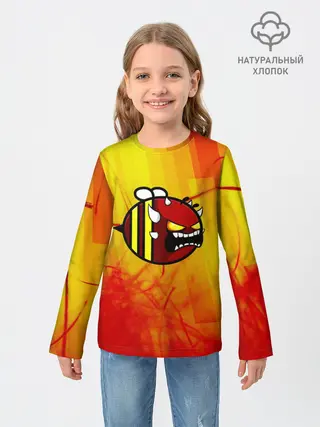 Детский лонгслив / Geometry Dash | Red Demon