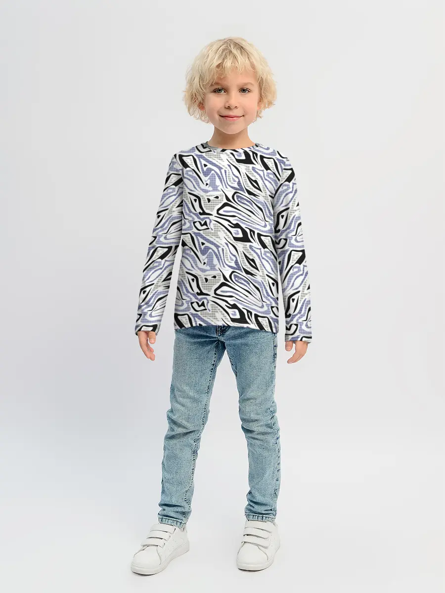 Детский лонгслив / Абстрактный сиренево-черный