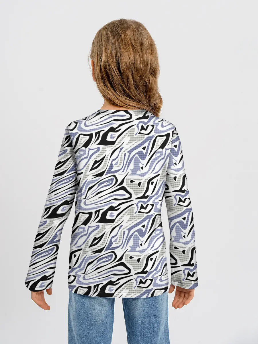 Детский лонгслив / Абстрактный сиренево-черный