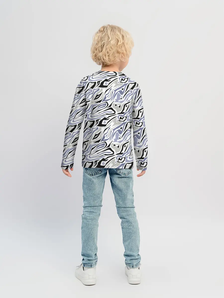 Детский лонгслив / Абстрактный сиренево-черный