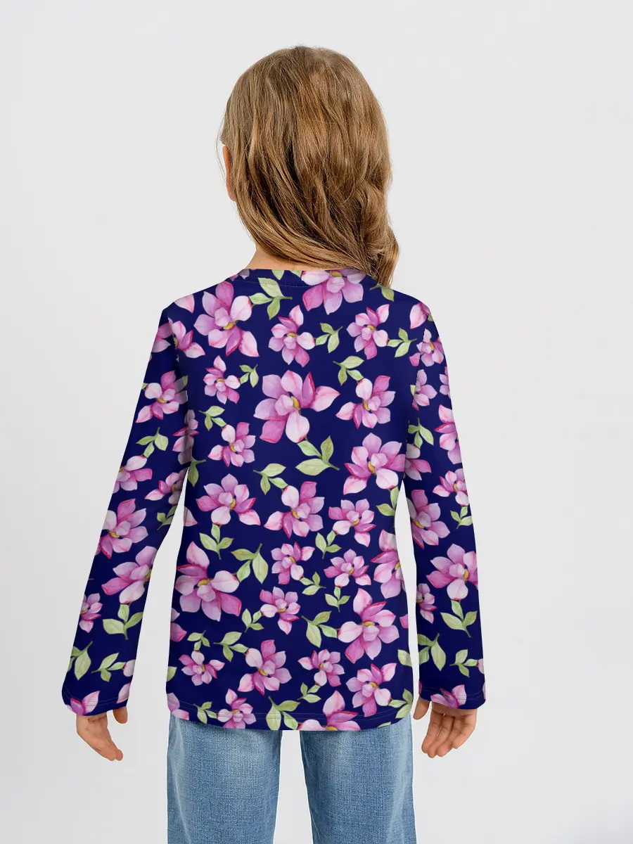 Детский лонгслив / Акварельные цветы Магнолии