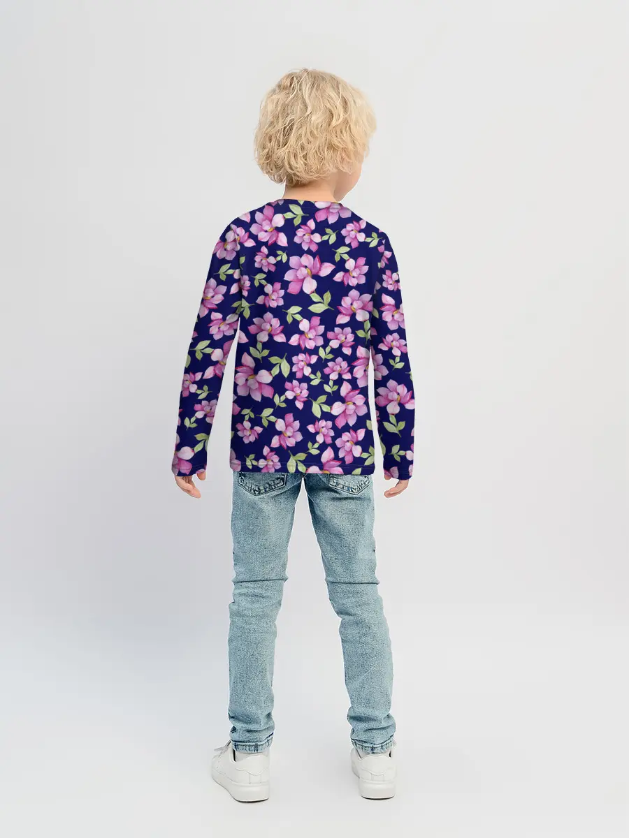 Детский лонгслив / Акварельные цветы Магнолии