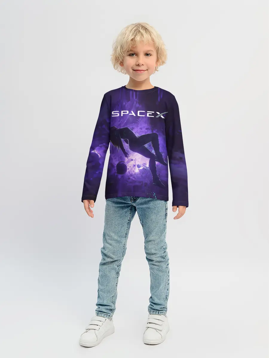 Детский лонгслив / Space X Girl in zero gravity