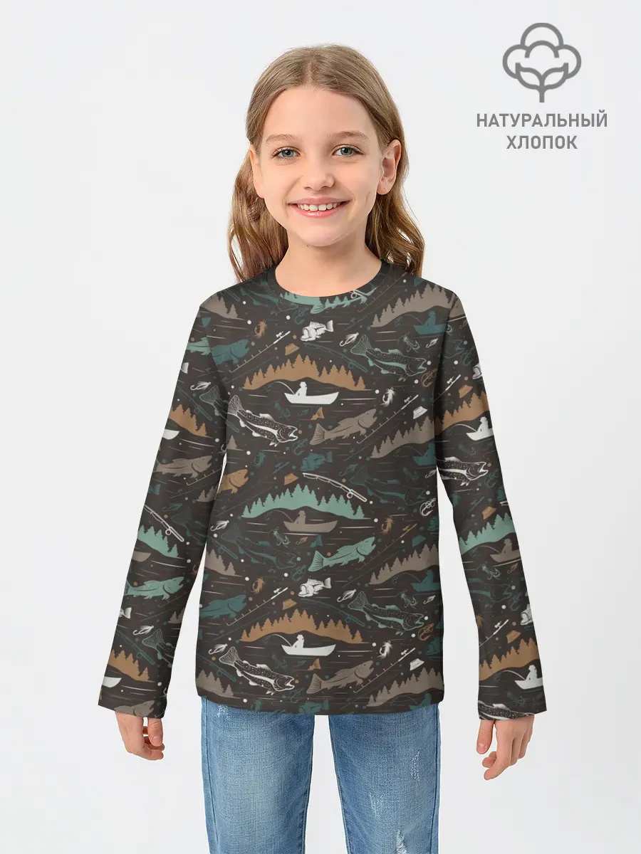 Детский лонгслив / На Рыбалке