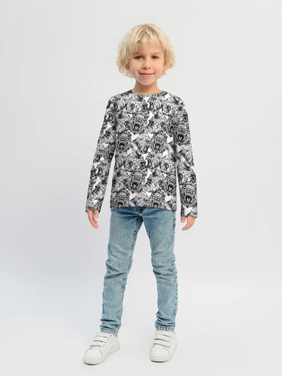 Детский лонгслив / Злые Гориллы - Паттерн