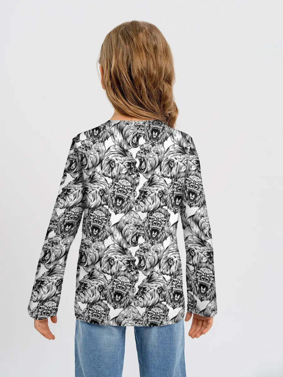 Детский лонгслив / Злые Гориллы - Паттерн