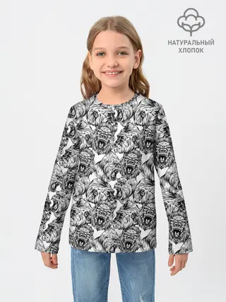 Детский лонгслив / Злые Гориллы - Паттерн