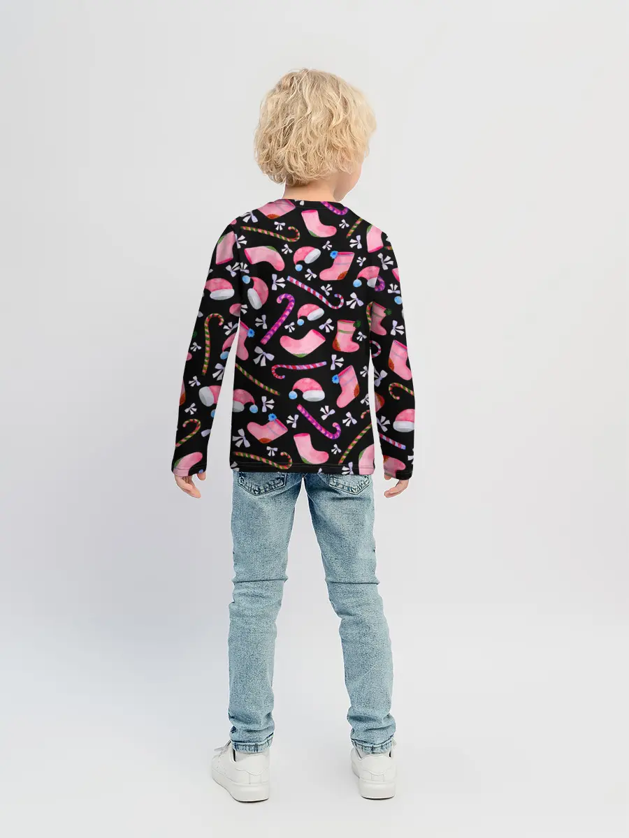 Детский лонгслив / Новогодняя ночь, акварельный узор