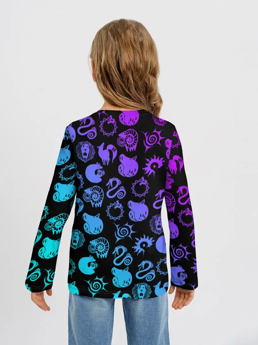 Детский лонгслив / 7 СМЕРТНЫХ ГРЕХОВ НЕОН ЭМБЛЕМЫ