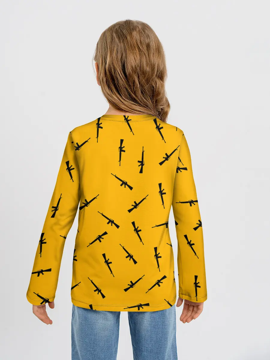 Детский лонгслив / PUBG АВТОМАТЫ ПАТТЕРН ЖЁЛТЫЙ