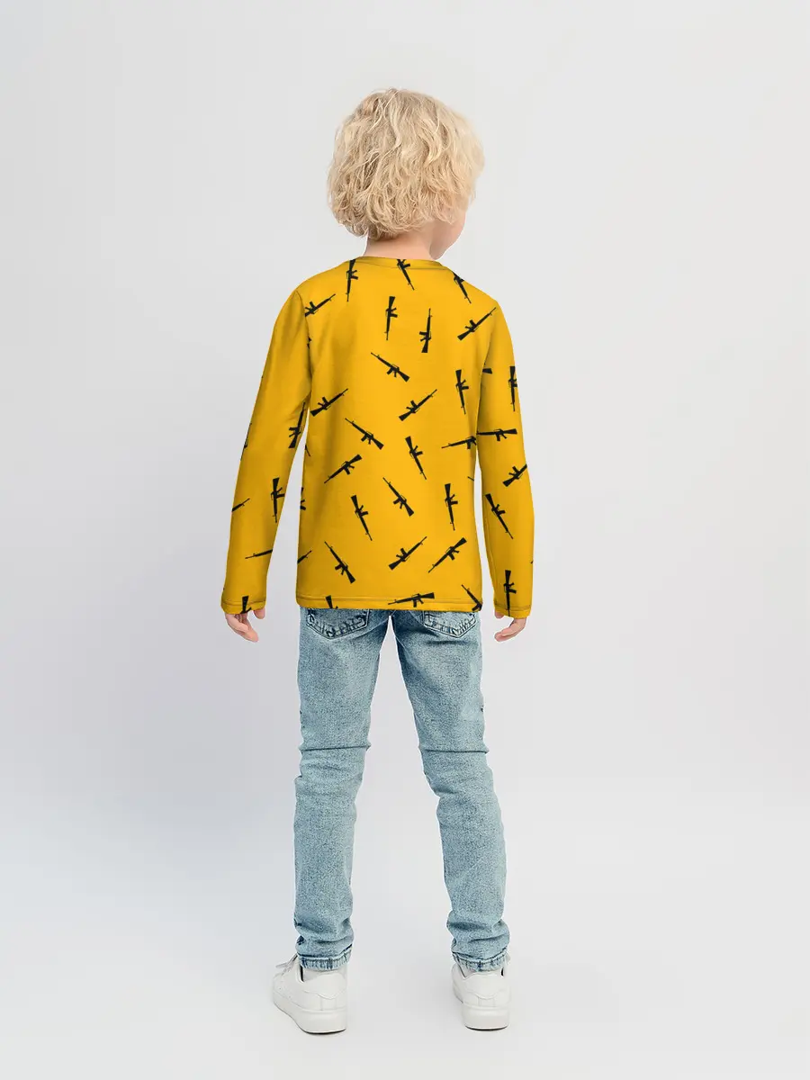 Детский лонгслив / PUBG АВТОМАТЫ ПАТТЕРН ЖЁЛТЫЙ