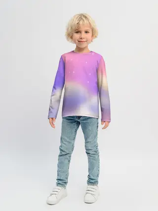 Детский лонгслив / Звёздное небо розовый закат