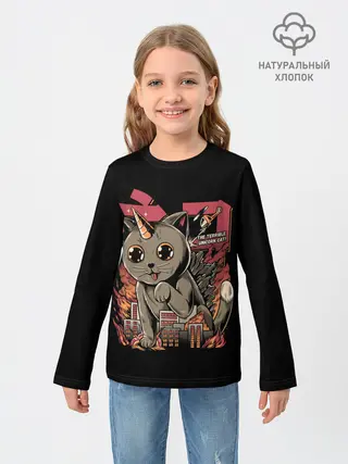 Детский лонгслив / АНИМЕ КОТ-ЕДИНОРОЖЕК
