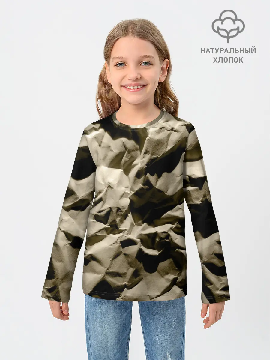 Детский лонгслив / Мягкая мятая бумага