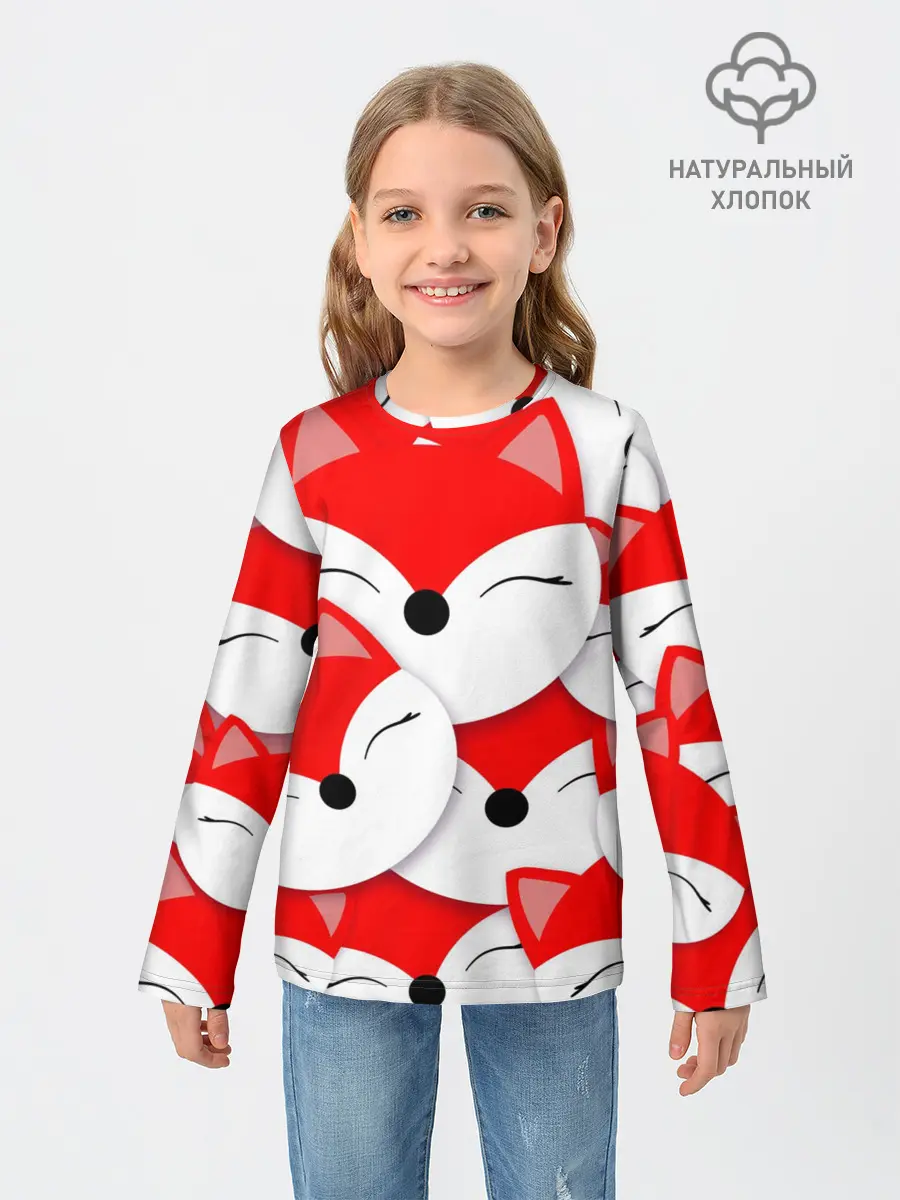 Детский лонгслив / Лисёнок принт