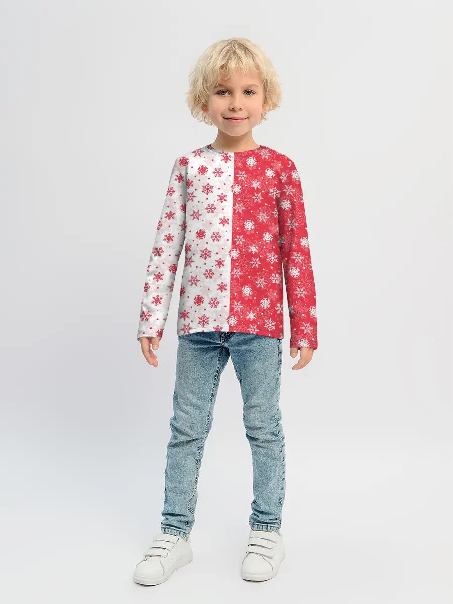 Детский лонгслив / Снежинки - новогодние узоры