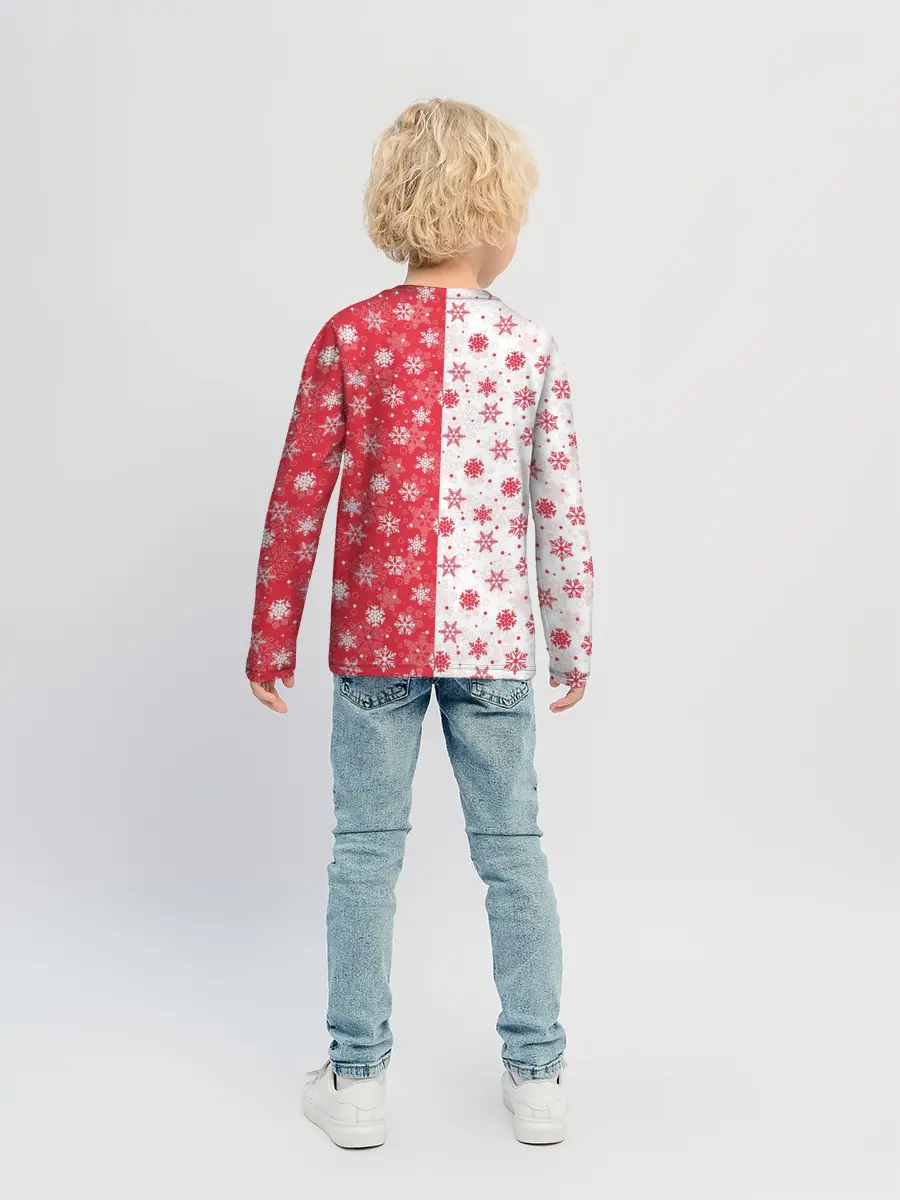 Детский лонгслив / Снежинки - новогодние узоры