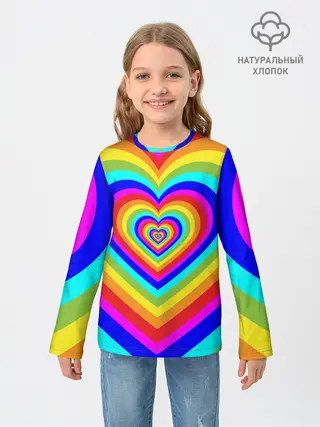 Детский лонгслив / Цветные сердца | Colored hearts