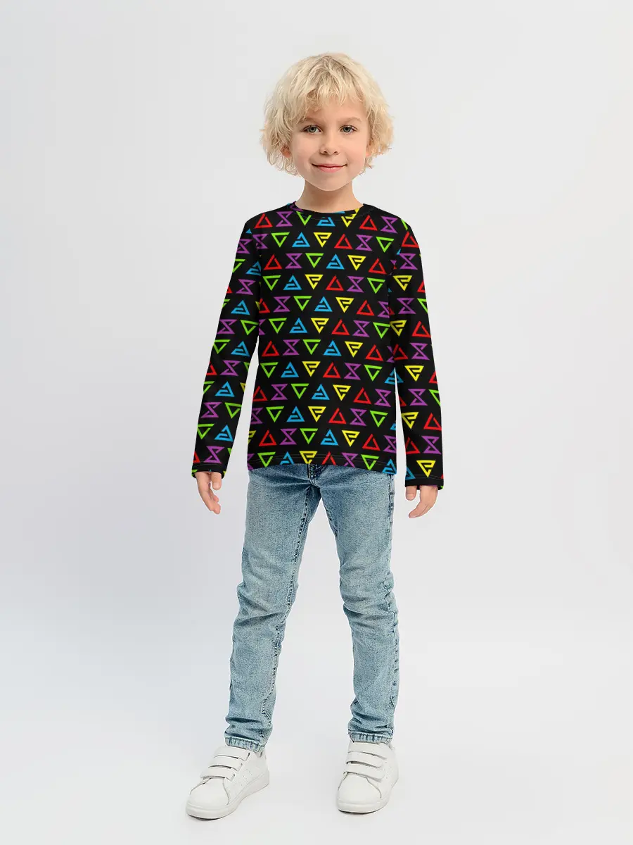 Детский лонгслив / ВЕДЬМАК ЗНАКИ ПАТТЕРН ЦВЕТНОЙ | THE WITCHER