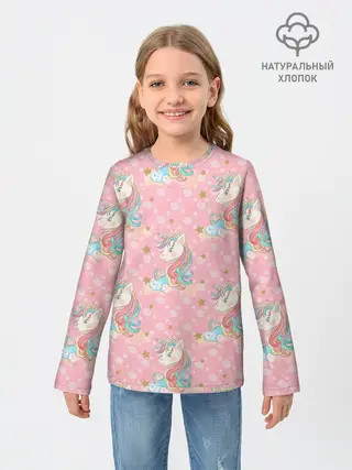 Детский лонгслив / Единороги для девочек