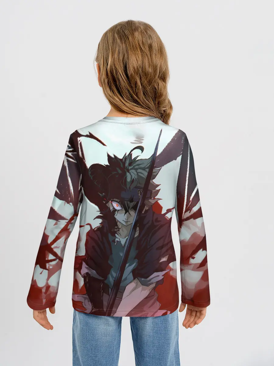 Детский лонгслив / Аста в режиме демона черный клевер