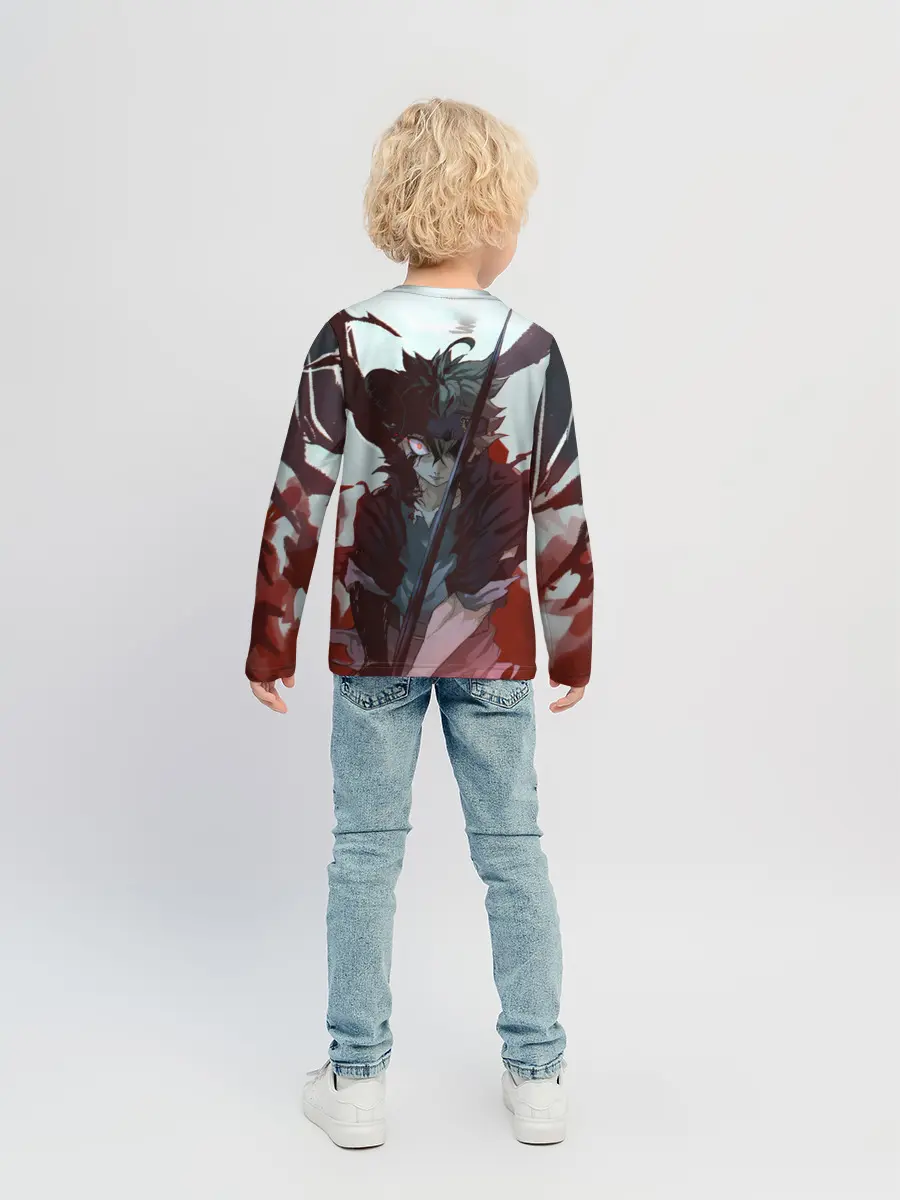 Детский лонгслив / Аста в режиме демона черный клевер