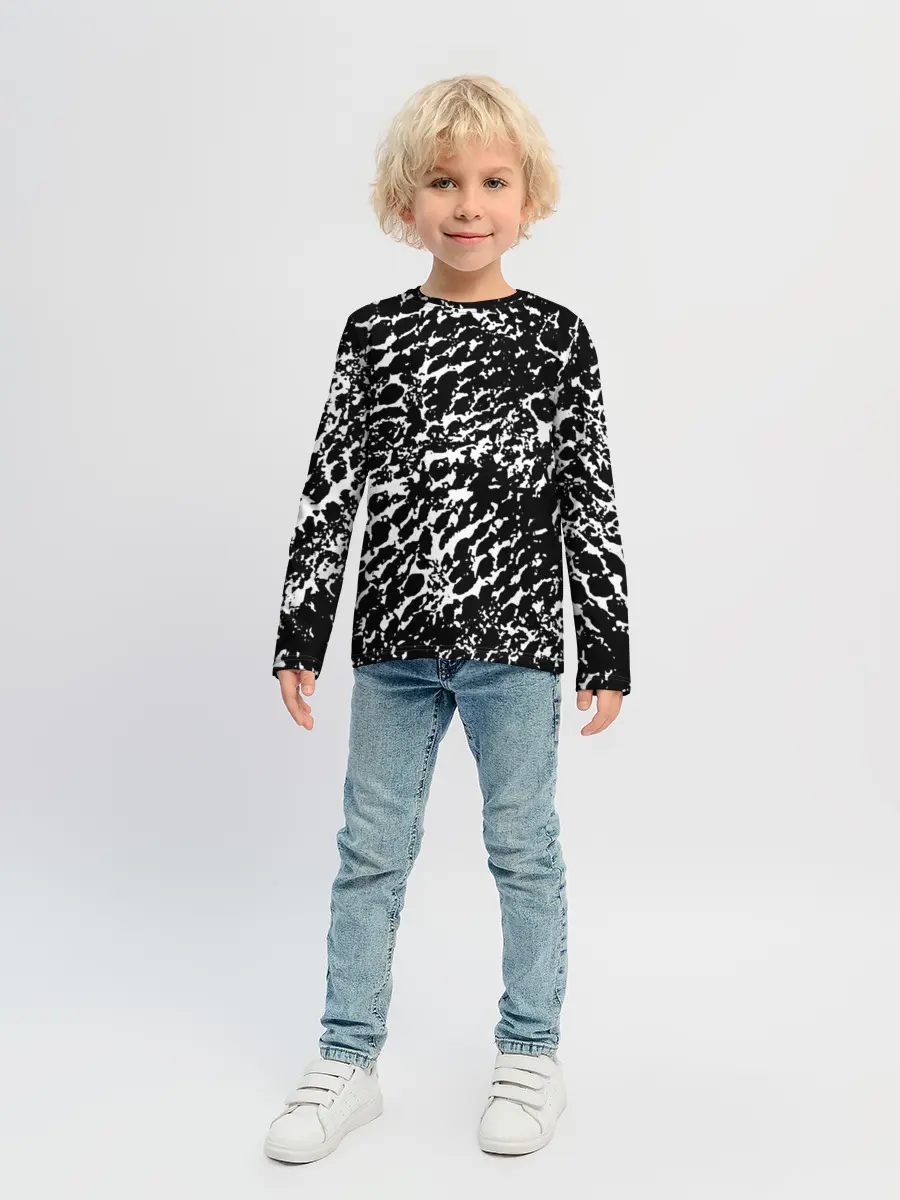 Детский лонгслив / Хаос белого на черном