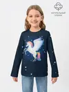 Детский лонгслив / Милый пегас единорог с радужной гривой