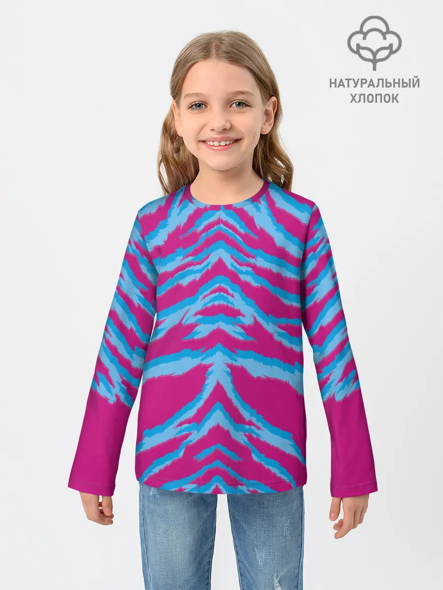 Детский лонгслив / Неоновая шкура тигра