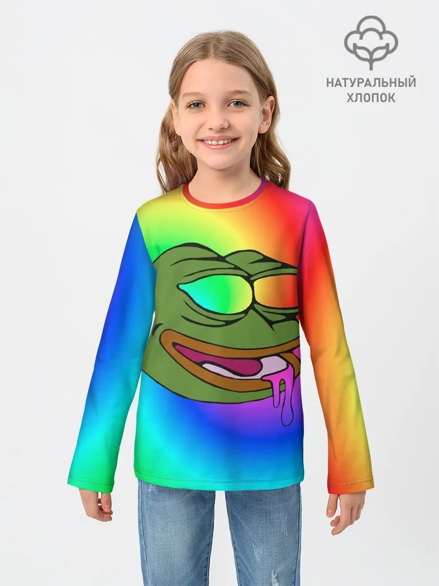 Детский лонгслив / Pepe rainbow