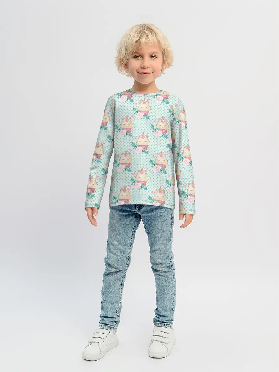Детский лонгслив / Милые Единороги - девочки