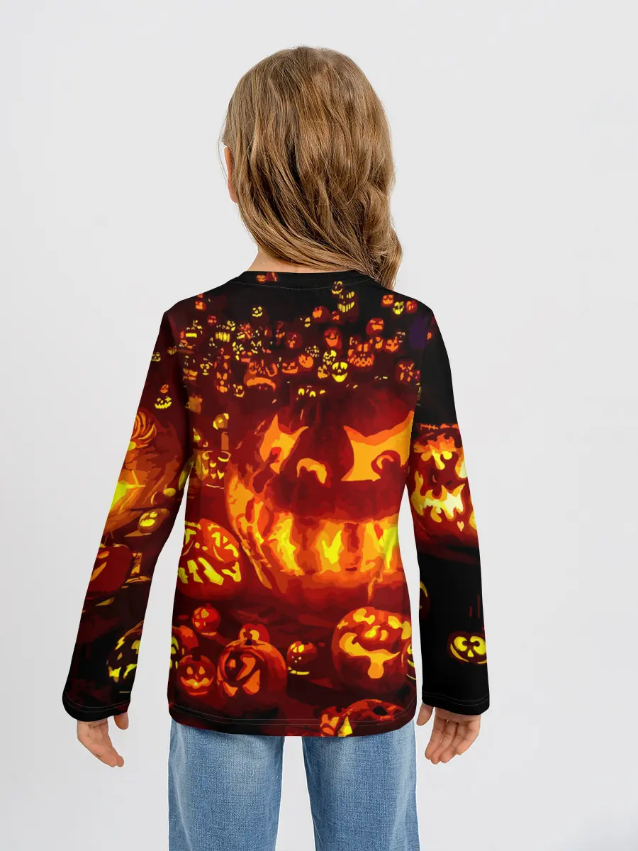 Детский лонгслив / Тыквы на Хэллоуин