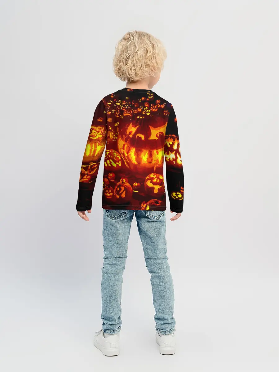 Детский лонгслив / Тыквы на Хэллоуин