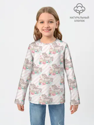 Детский лонгслив / Единороги паттер