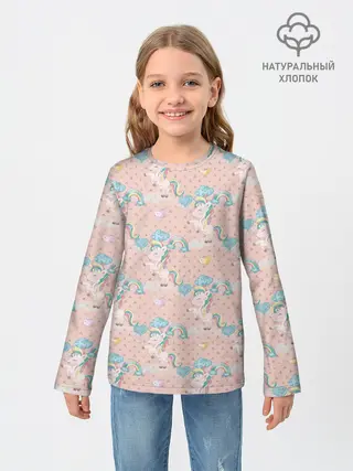 Детский лонгслив / Единороги из паттерна
