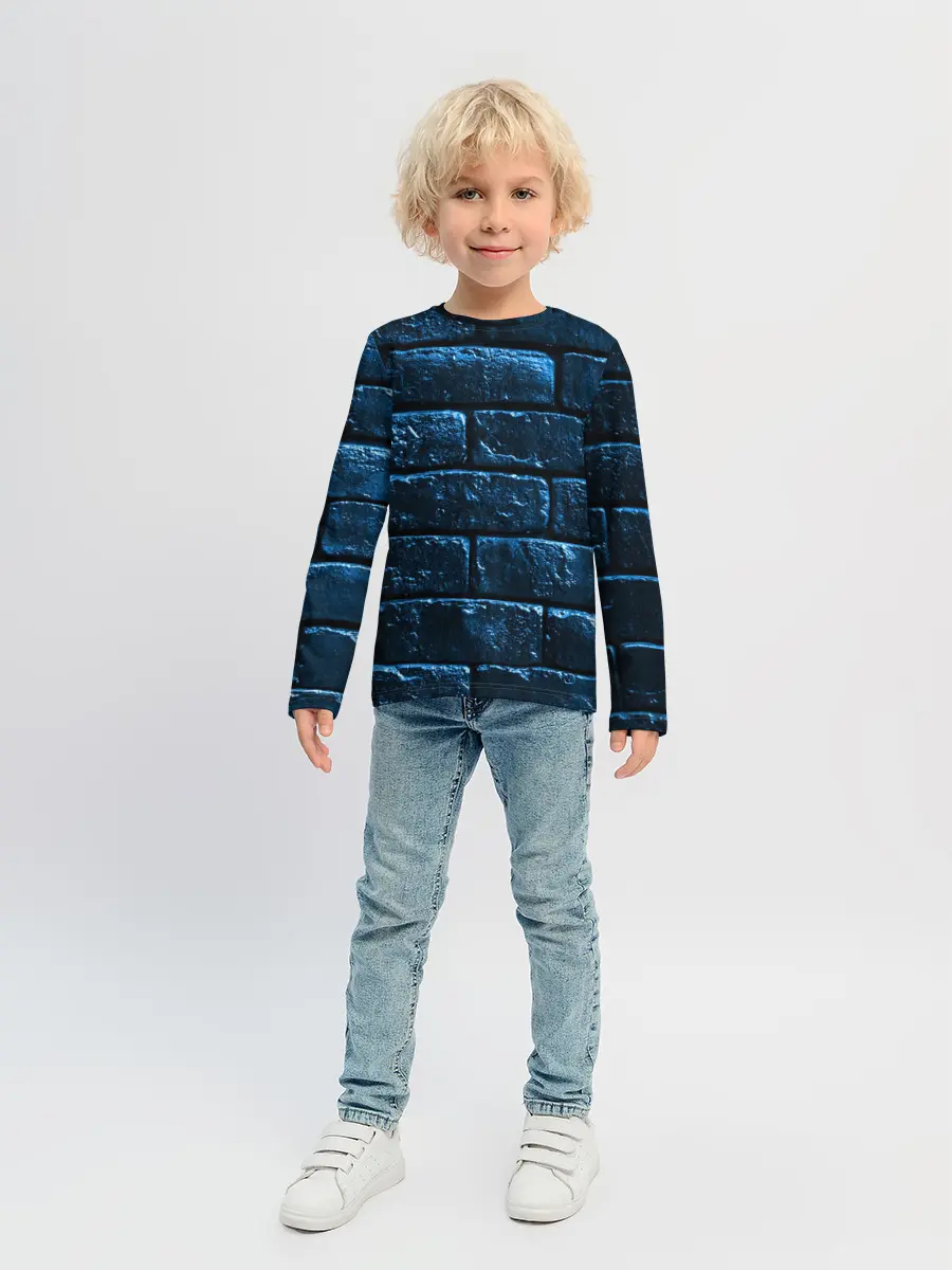 Детский лонгслив / Неоновая, кирпичная стена