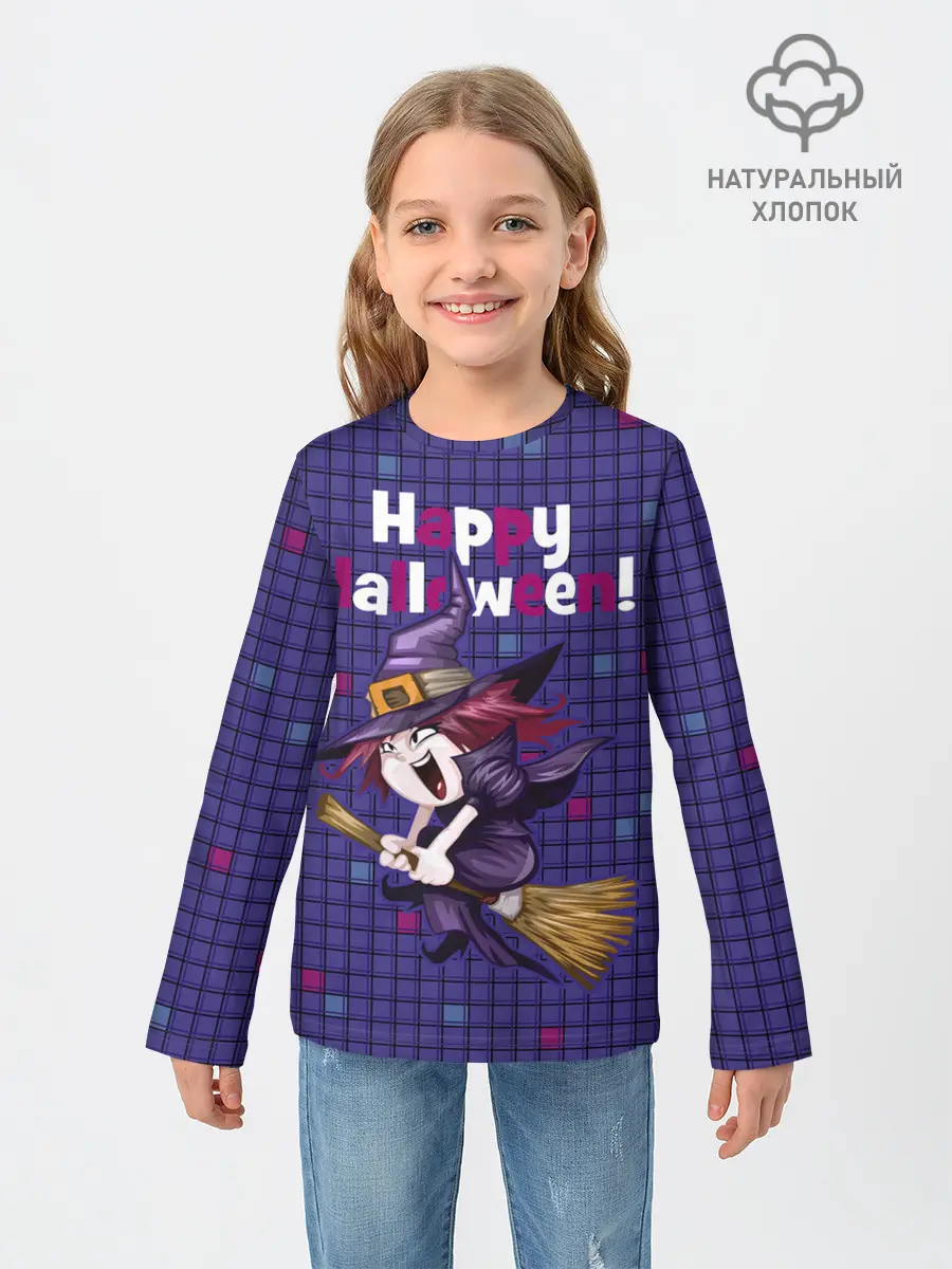 Детский лонгслив / Ведьма летит на метле
